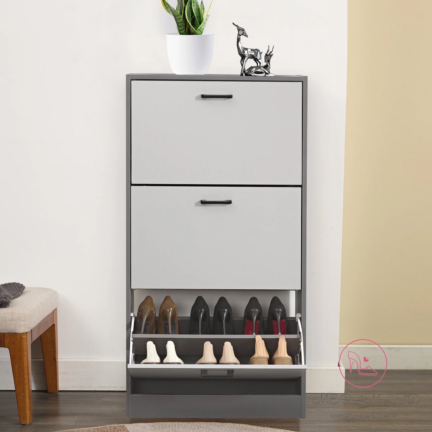MESAM 3 Door Slim Shoe Cabinet For Hallway