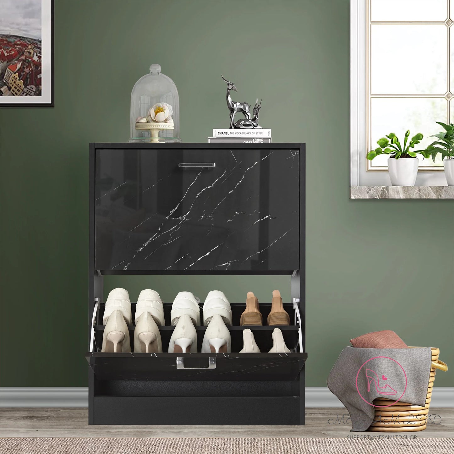 MESAM 2 Door Slim Shoe Cabinet For Hallway