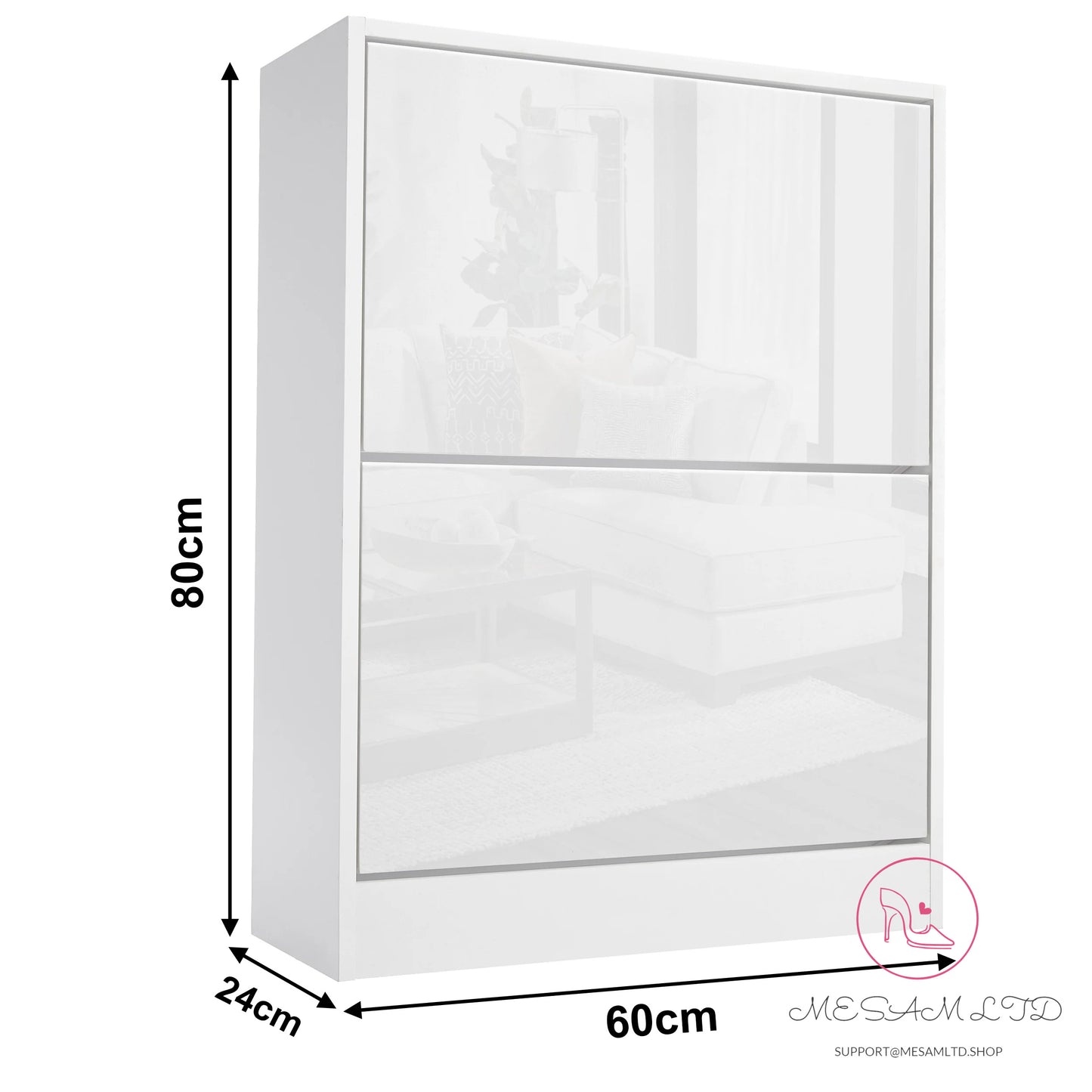 High Gloss 2 Door Shoe Cabinet