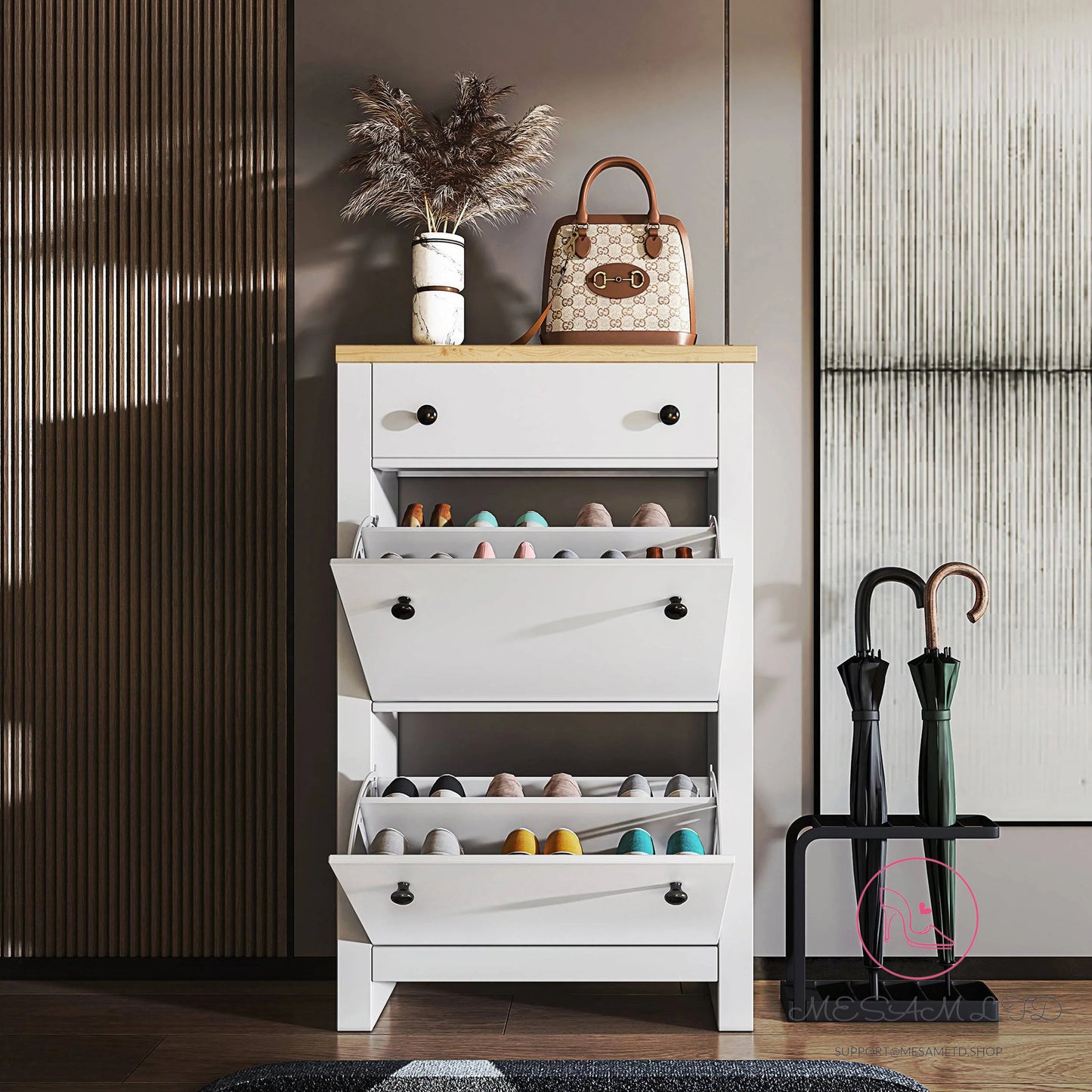 MESAM Modern Shoe Cabinet With Drawers
