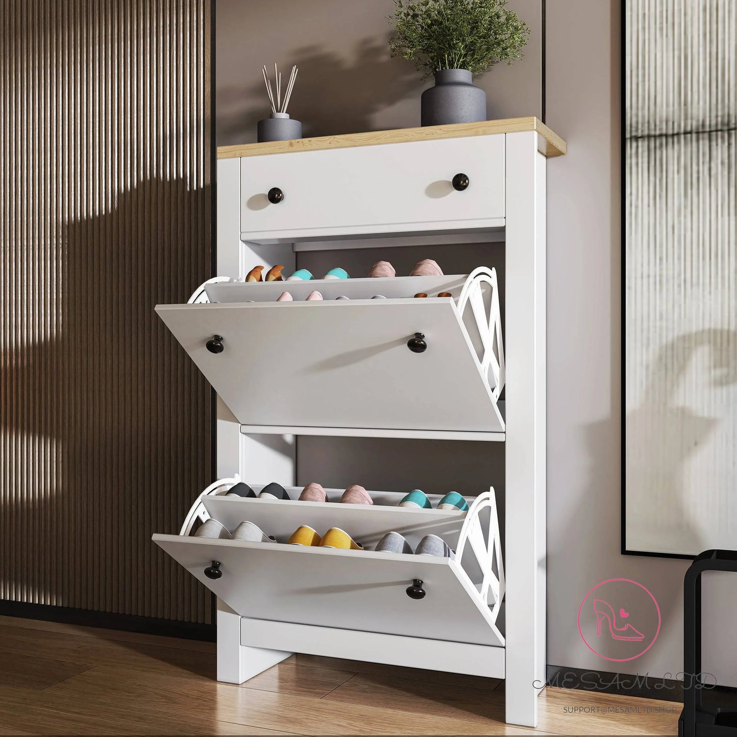 MESAM Modern Shoe Cabinet With Drawers