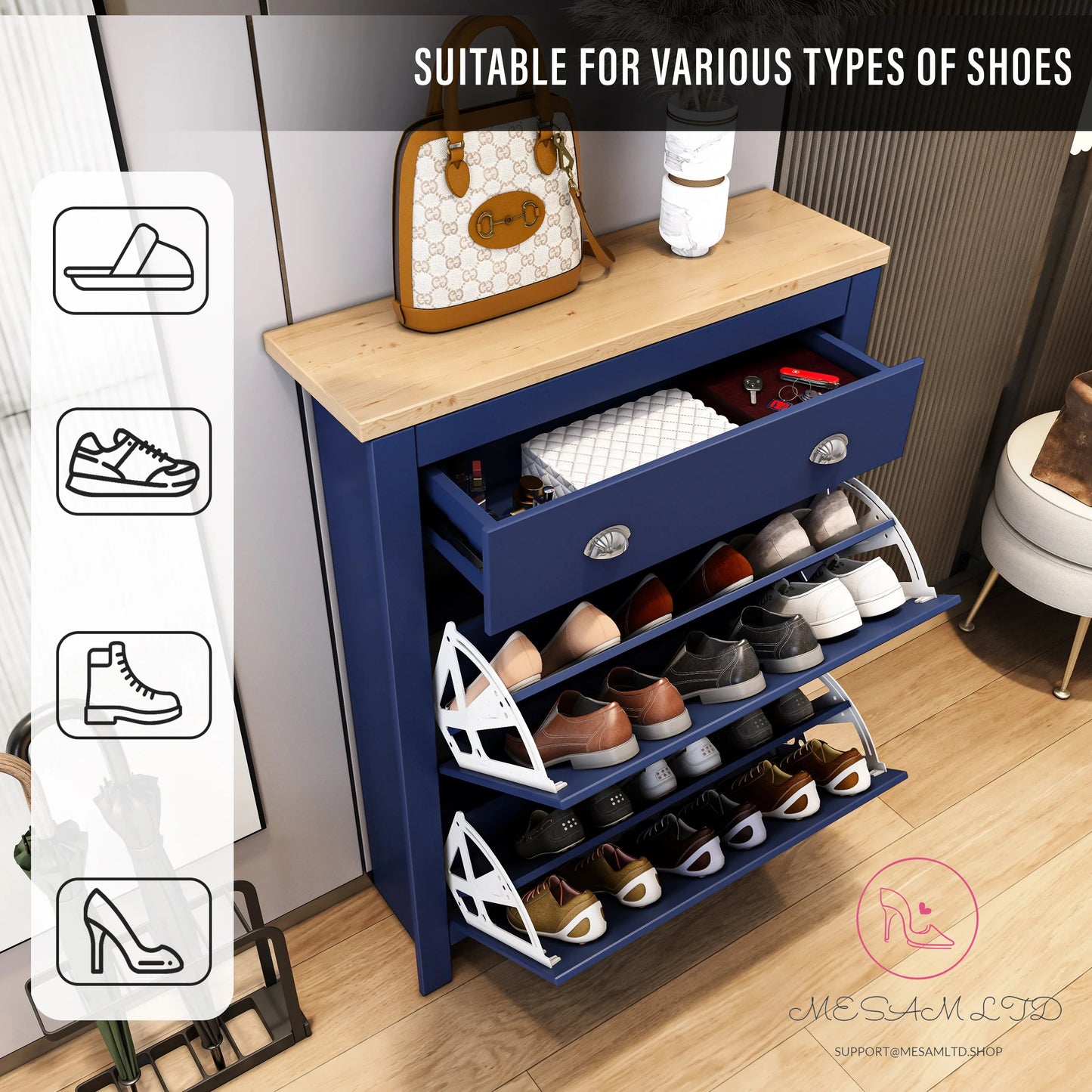 MESAM Shoe Cabinet With Drawer