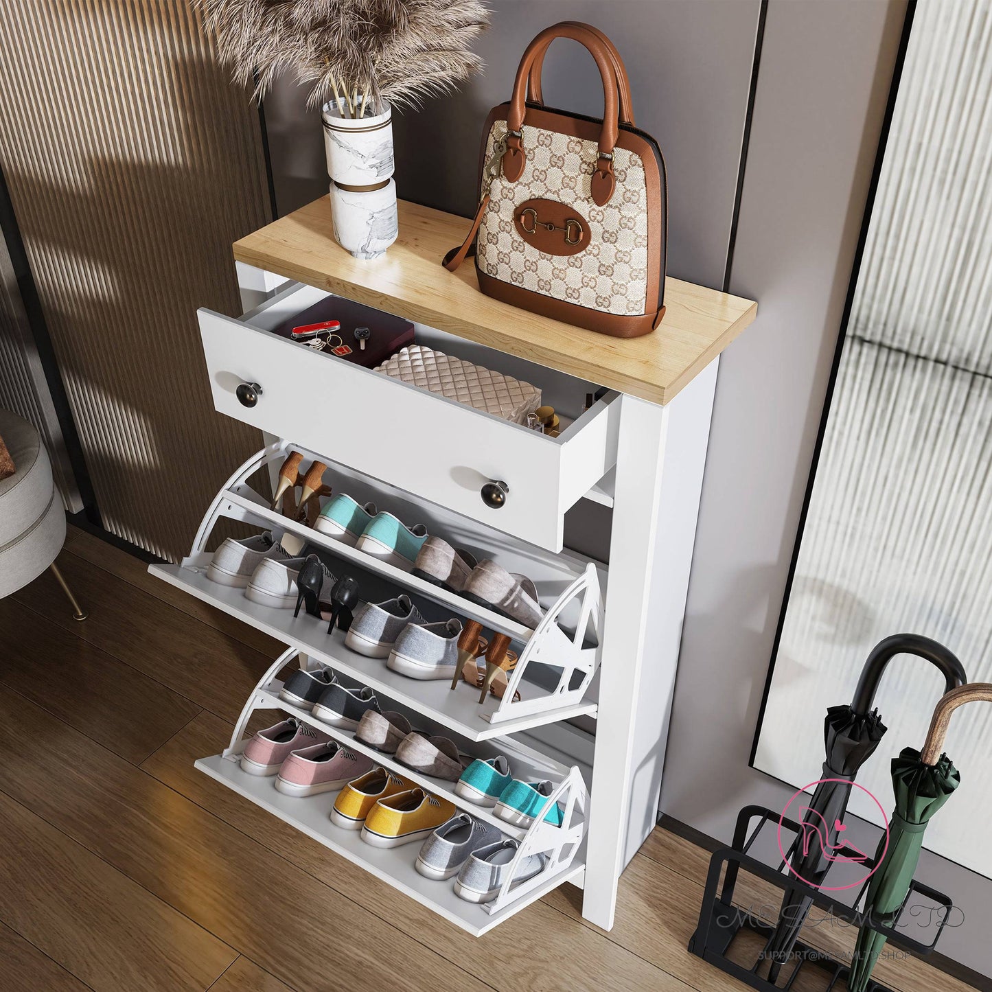 MESAM Modern Shoe Cabinet With Drawers