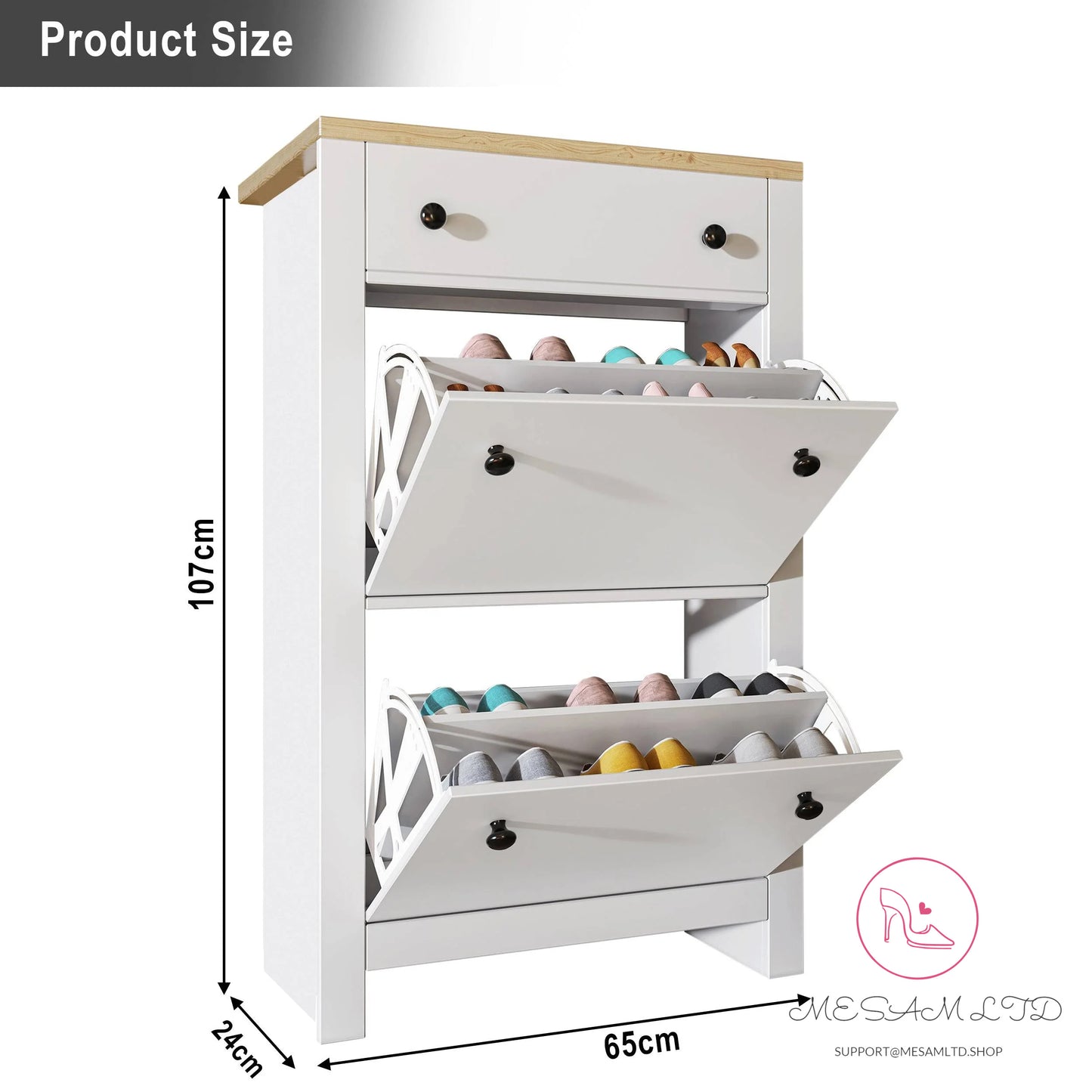 MESAM Modern Shoe Cabinet With Drawers