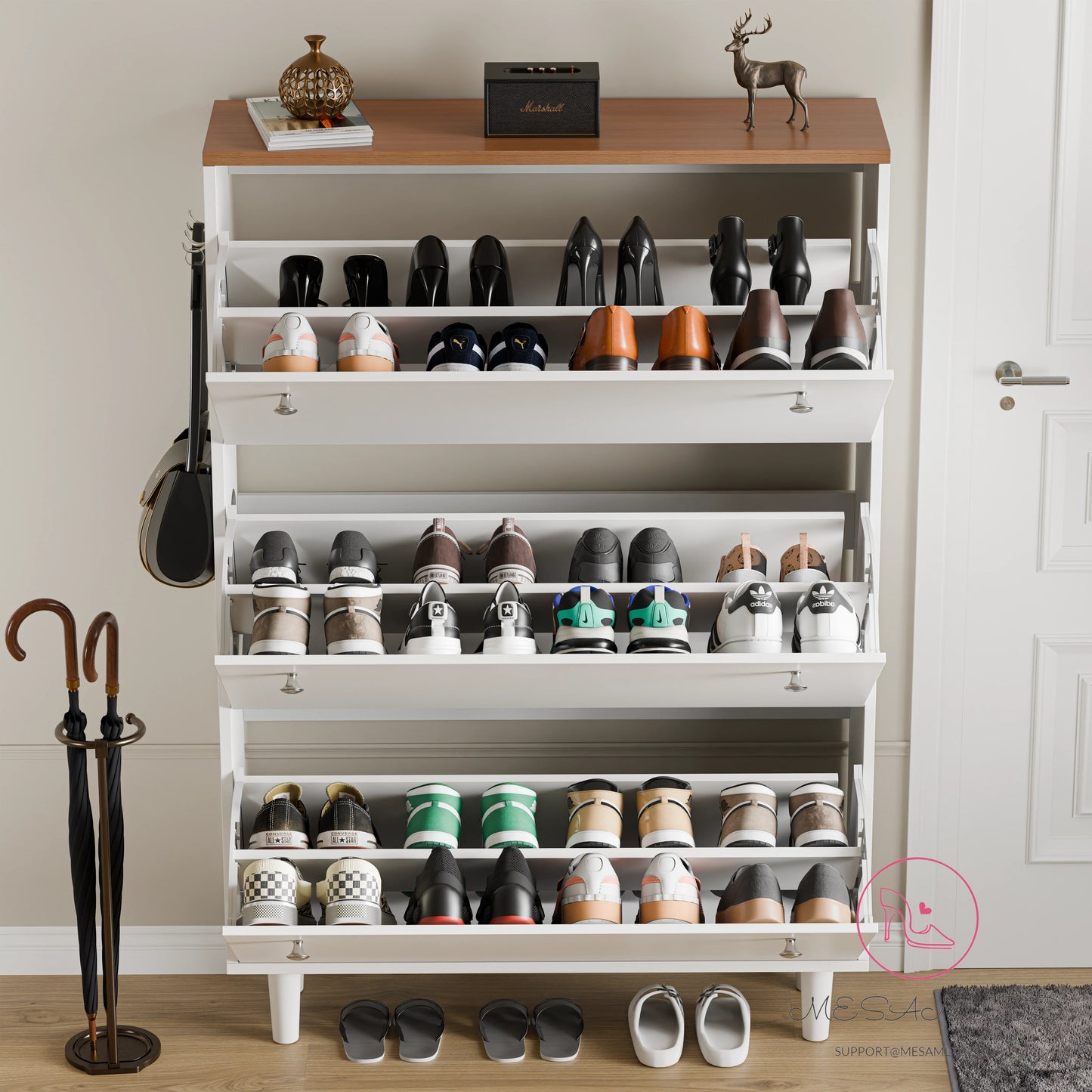 MESAM 3 Door Narrow Shoe Cabinet