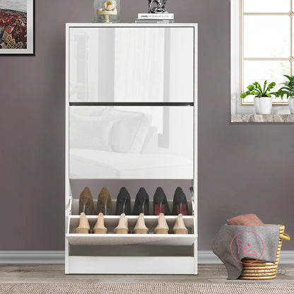 MESAM High Gloss 3 Door Shoe Cabinet