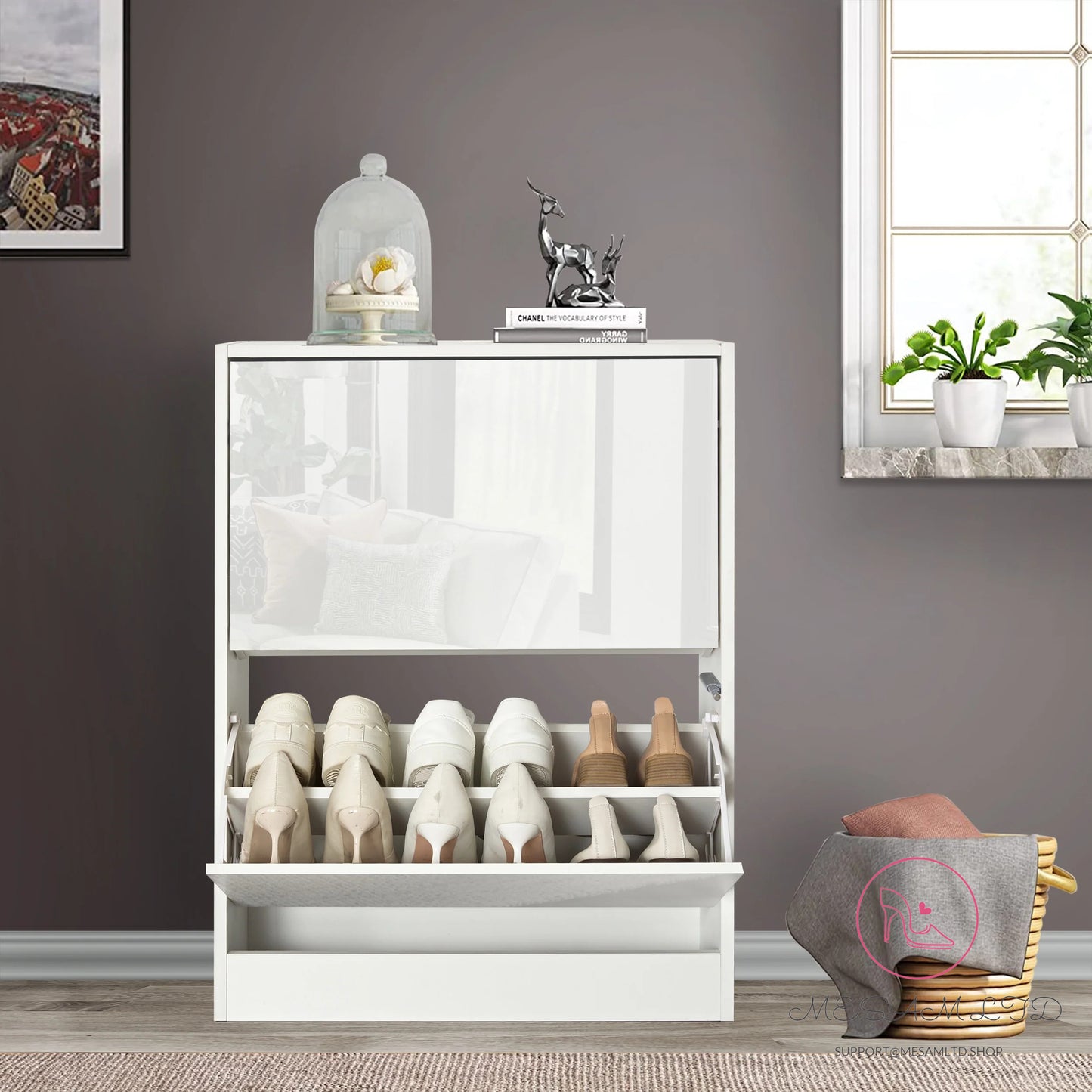 High Gloss 2 Door Shoe Cabinet