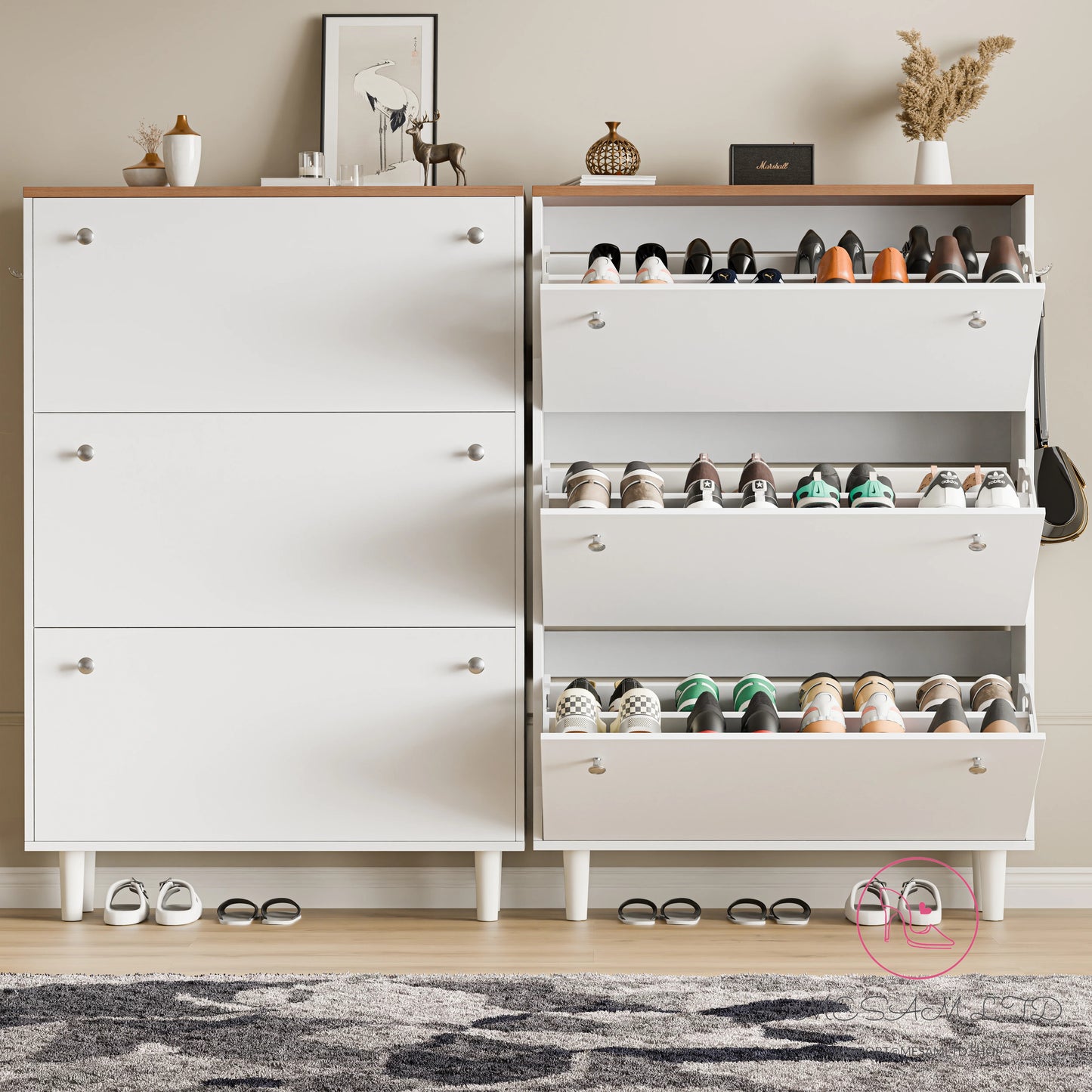 MESAM 3 Door Narrow Shoe Cabinet