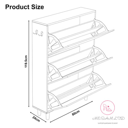 MESAM 3 Door Narrow Shoe Cabinet